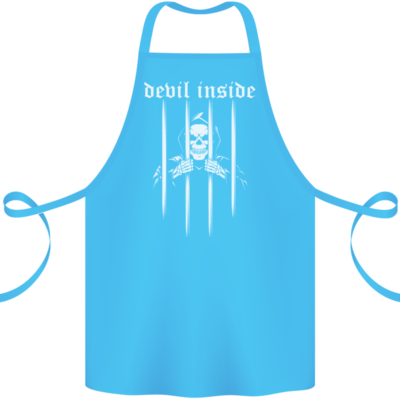 Devil Inside Grim Reaper Satan Skull Gothic Cotton Apron 100% Organic Turquoise