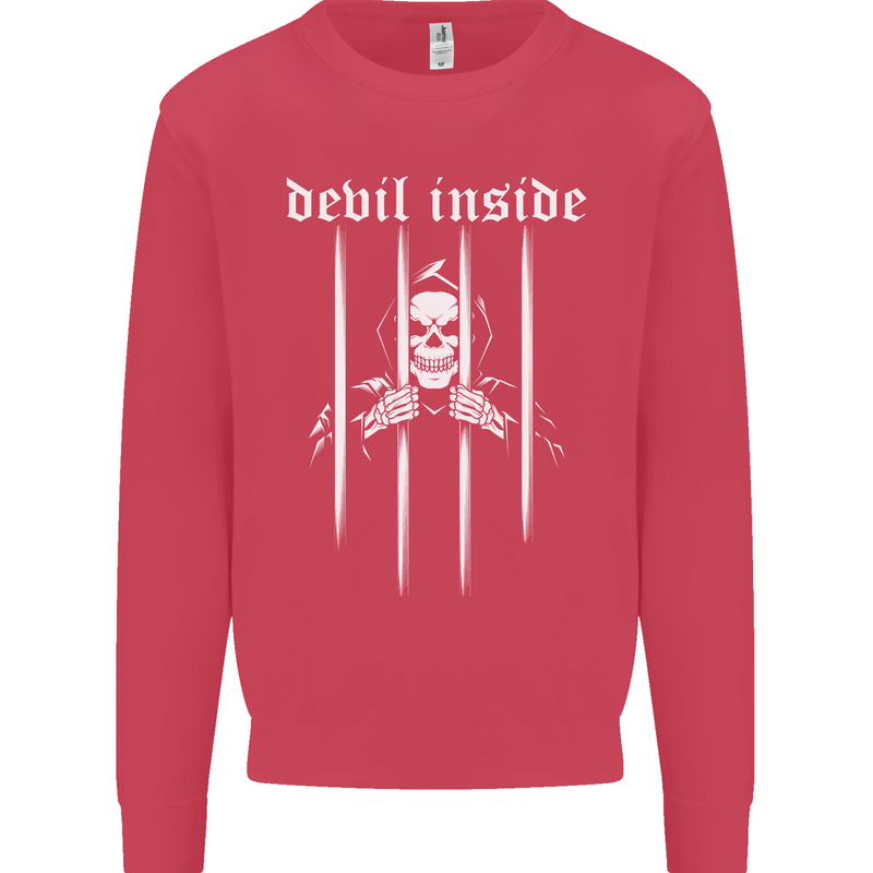 Devil Inside Grim Reaper Satan Skull Gothic Kids Sweatshirt Jumper Heliconia