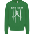 Devil Inside Grim Reaper Satan Skull Gothic Kids Sweatshirt Jumper Irish Green