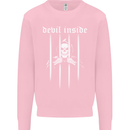 Devil Inside Grim Reaper Satan Skull Gothic Kids Sweatshirt Jumper Light Pink