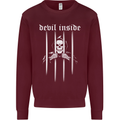 Devil Inside Grim Reaper Satan Skull Gothic Kids Sweatshirt Jumper Maroon