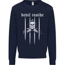 Devil Inside Grim Reaper Satan Skull Gothic Kids Sweatshirt Jumper Navy Blue