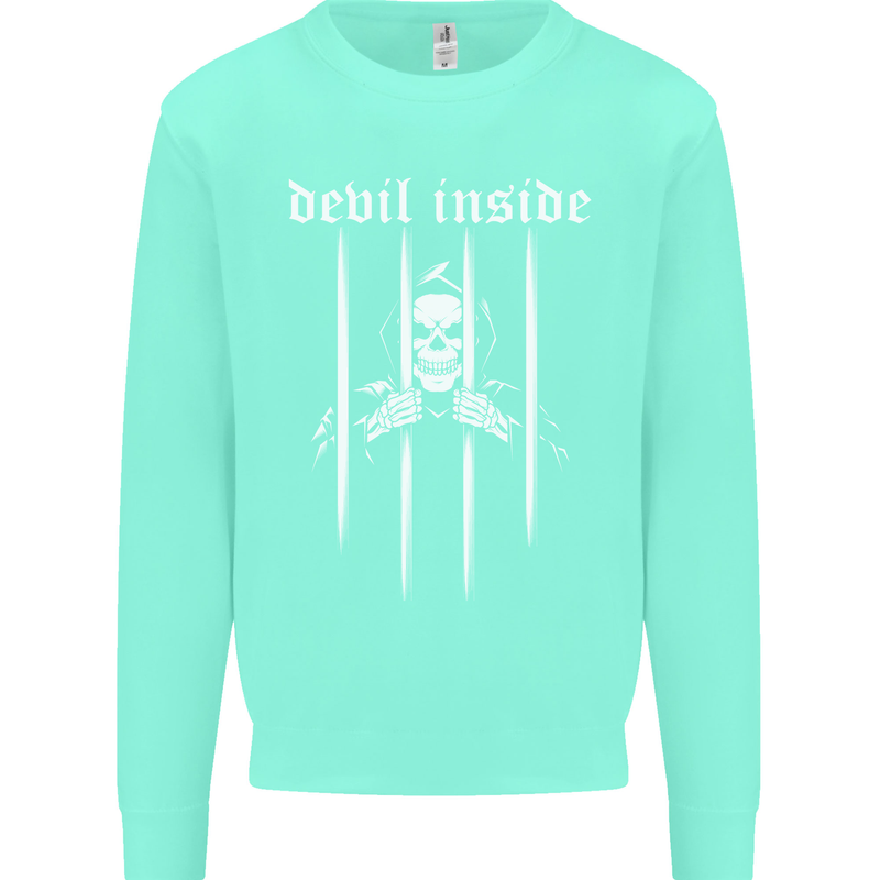 Devil Inside Grim Reaper Satan Skull Gothic Kids Sweatshirt Jumper Peppermint