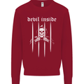 Devil Inside Grim Reaper Satan Skull Gothic Kids Sweatshirt Jumper Red