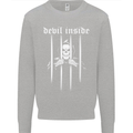 Devil Inside Grim Reaper Satan Skull Gothic Kids Sweatshirt Jumper Sports Grey