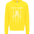 Devil Inside Grim Reaper Satan Skull Gothic Kids Sweatshirt Jumper Yellow
