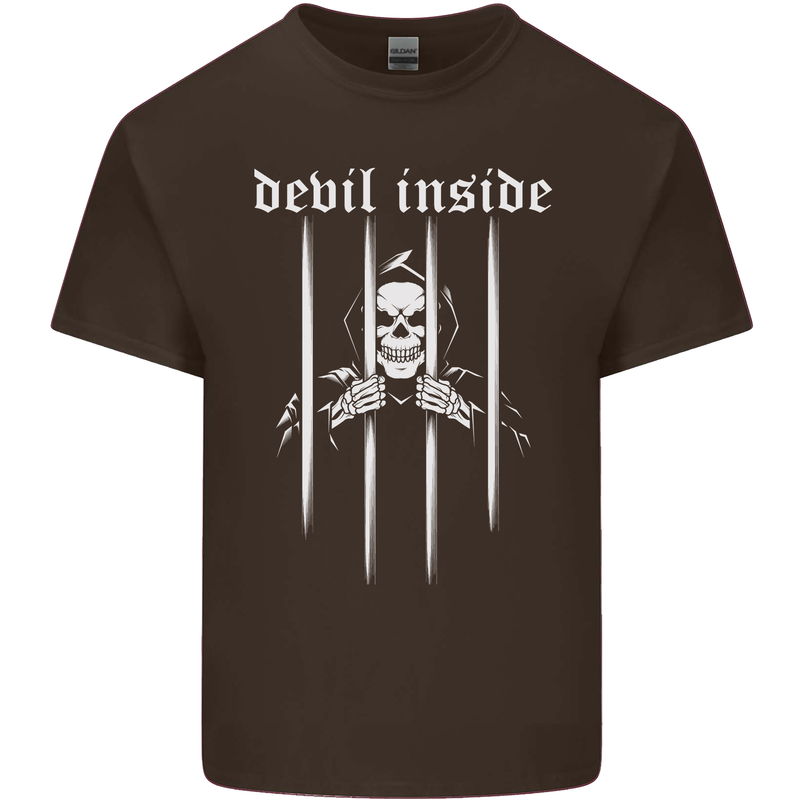 Devil Inside Grim Reaper Satan Skull Gothic Kids T-Shirt Childrens Chocolate