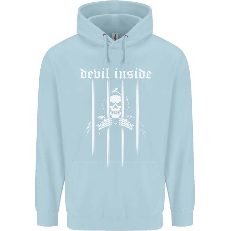 Devil Inside Grim Reaper Satan Skull Gothic Mens 80% Cotton Hoodie Light Blue