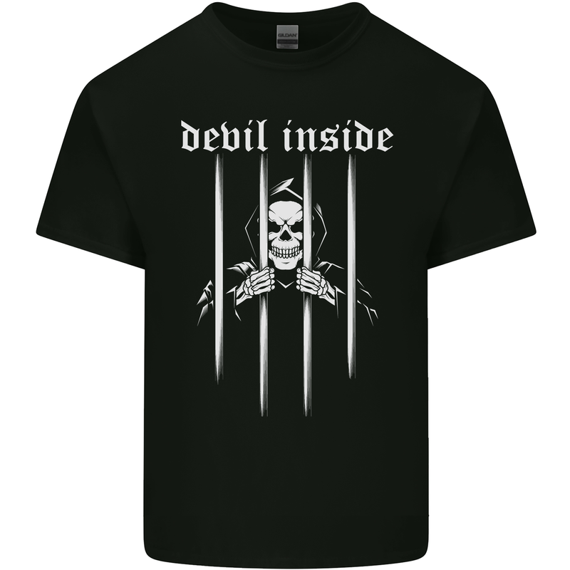 Devil Inside Grim Reaper Satan Skull Gothic Mens Cotton T-Shirt Tee Top Black