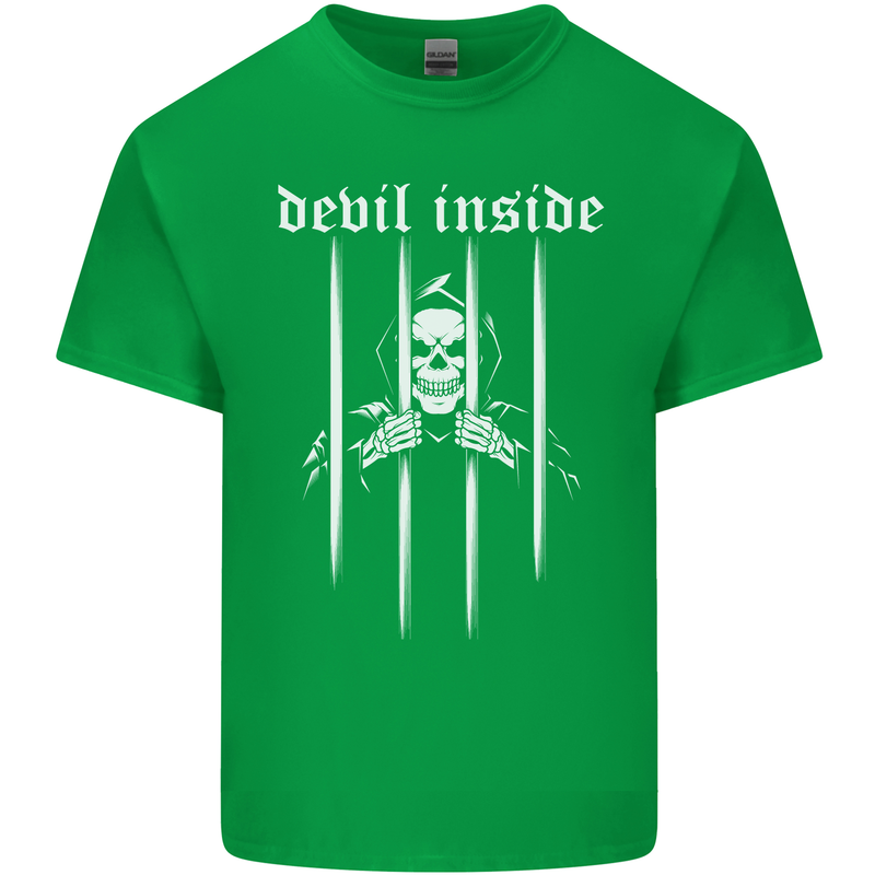 Devil Inside Grim Reaper Satan Skull Gothic Mens Cotton T-Shirt Tee Top Irish Green