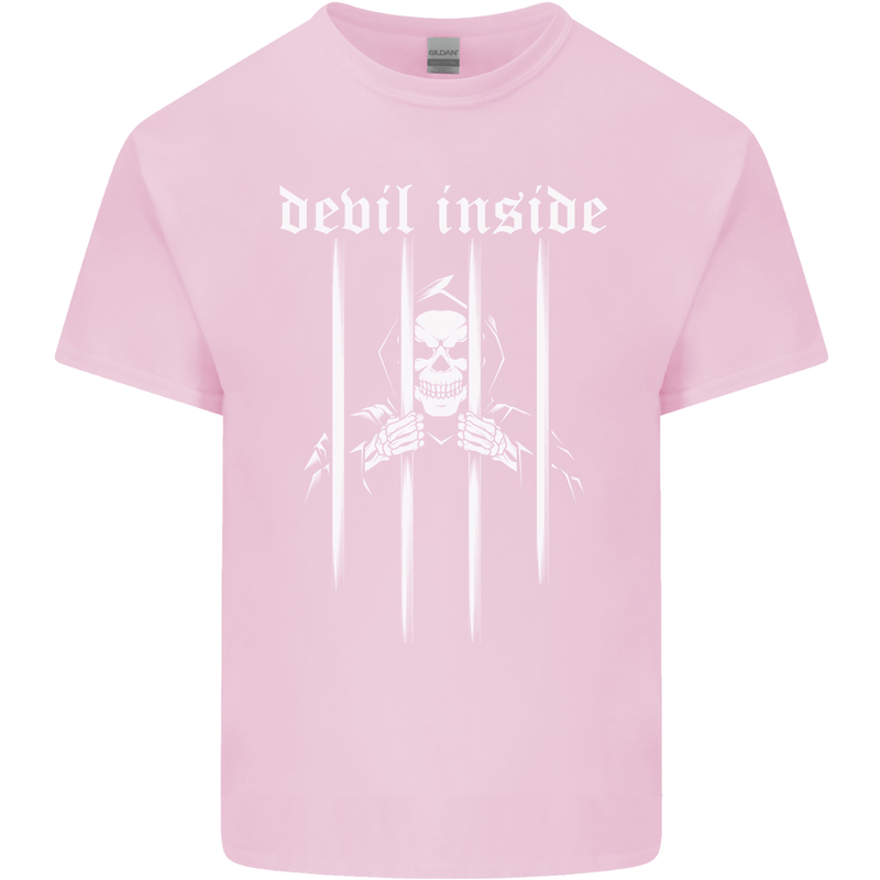 Devil Inside Grim Reaper Satan Skull Gothic Mens Cotton T-Shirt Tee Top Light Pink