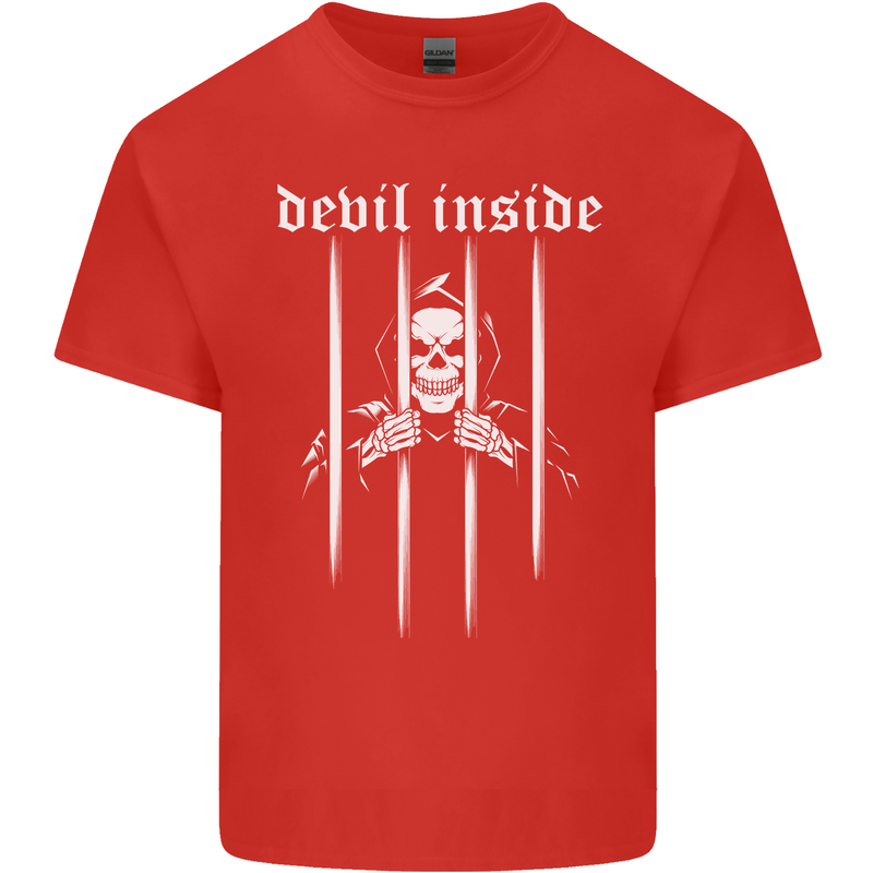 Devil Inside Grim Reaper Satan Skull Gothic Mens Cotton T-Shirt Tee Top Red