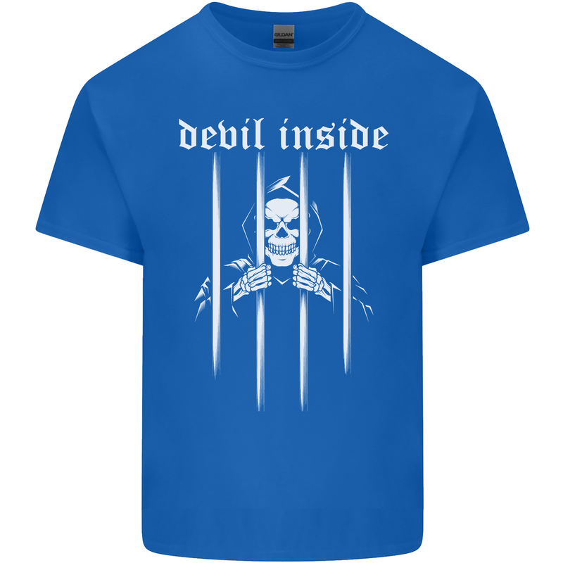 Devil Inside Grim Reaper Satan Skull Gothic Mens Cotton T-Shirt Tee Top Royal Blue