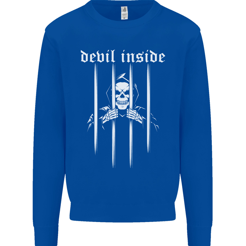 Devil Inside Grim Reaper Satan Skull Gothic Mens Sweatshirt Jumper Royal Blue