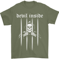 Devil Inside Grim Reaper Satan Skull Gothic Mens T-Shirt Cotton Gildan Military Green