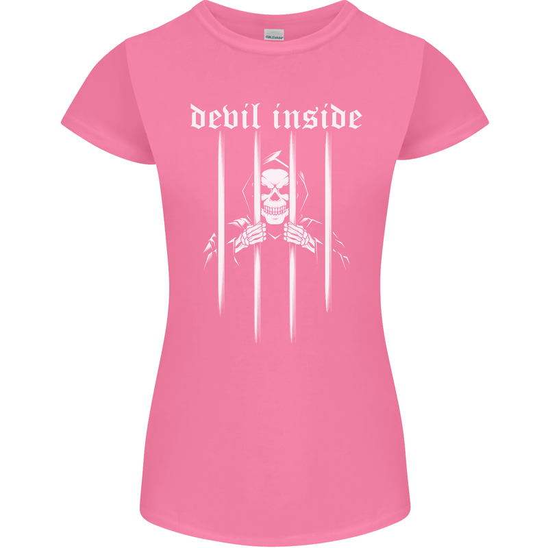 Devil Inside Grim Reaper Satan Skull Gothic Womens Petite Cut T-Shirt Azalea
