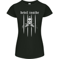 Devil Inside Grim Reaper Satan Skull Gothic Womens Petite Cut T-Shirt Black