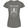 Devil Inside Grim Reaper Satan Skull Gothic Womens Petite Cut T-Shirt Charcoal