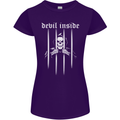 Devil Inside Grim Reaper Satan Skull Gothic Womens Petite Cut T-Shirt Purple