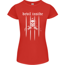 Devil Inside Grim Reaper Satan Skull Gothic Womens Petite Cut T-Shirt Red