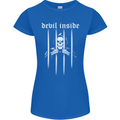 Devil Inside Grim Reaper Satan Skull Gothic Womens Petite Cut T-Shirt Royal Blue