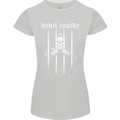 Devil Inside Grim Reaper Satan Skull Gothic Womens Petite Cut T-Shirt Sports Grey