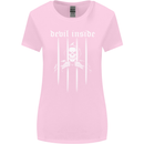 Devil Inside Grim Reaper Satan Skull Gothic Womens Wider Cut T-Shirt Light Pink