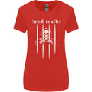 Devil Inside Grim Reaper Satan Skull Gothic Womens Wider Cut T-Shirt Red