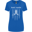 Devil Inside Grim Reaper Satan Skull Gothic Womens Wider Cut T-Shirt Royal Blue