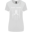 Devil Inside Grim Reaper Satan Skull Gothic Womens Wider Cut T-Shirt White