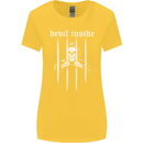 Devil Inside Grim Reaper Satan Skull Gothic Womens Wider Cut T-Shirt Yellow