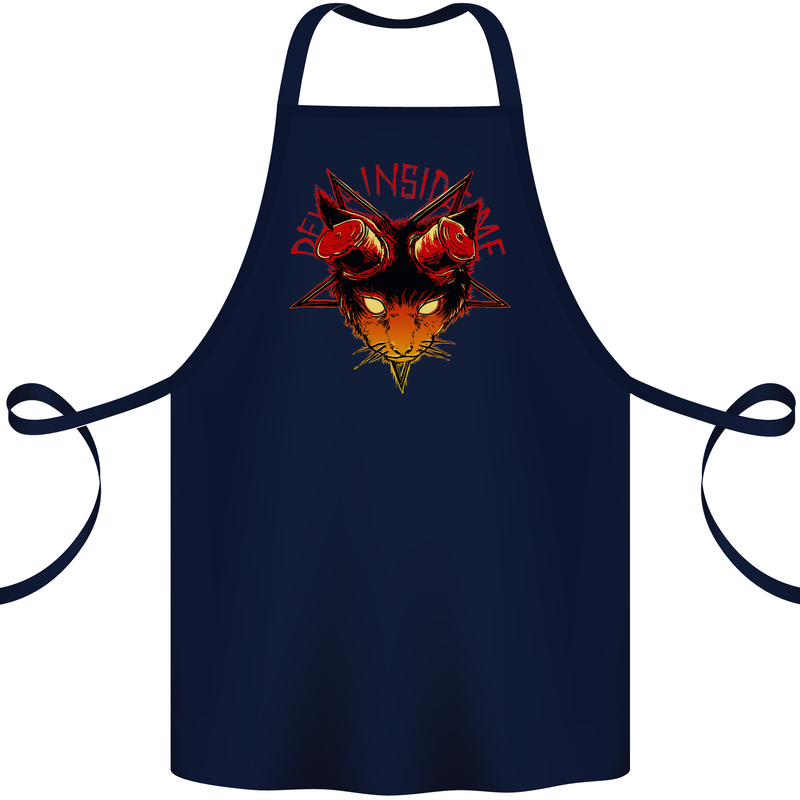 Devil Inside Me Satanic Cat Demon Evil Cotton Apron 100% Organic Navy Blue