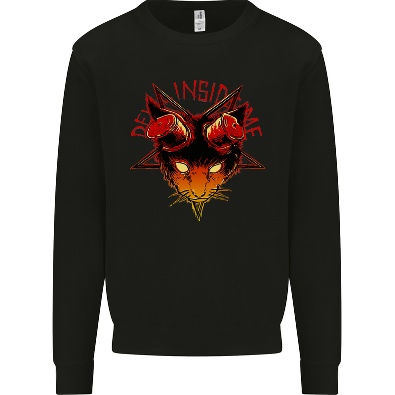 Devil Inside Me Satanic Cat Demon Evil Kids Sweatshirt Jumper Black