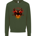 Devil Inside Me Satanic Cat Demon Evil Kids Sweatshirt Jumper Forest Green