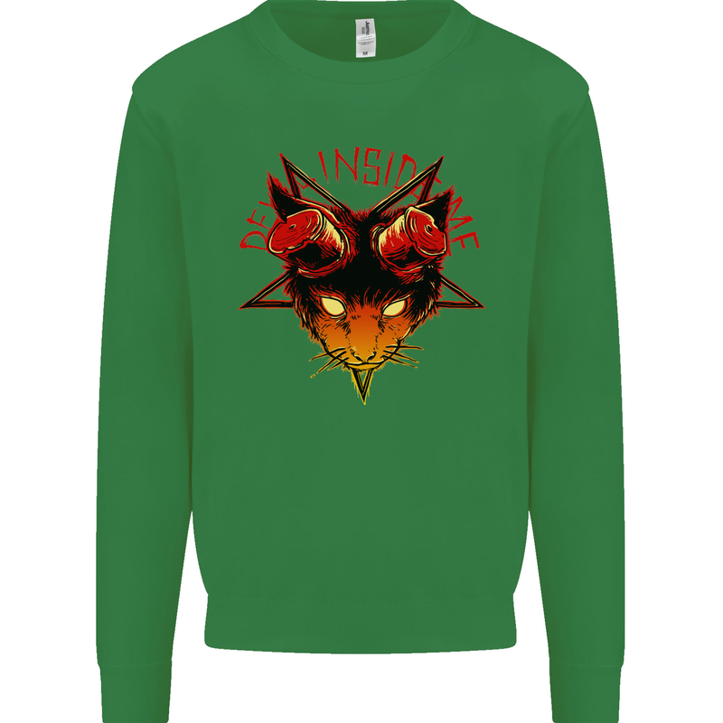 Devil Inside Me Satanic Cat Demon Evil Kids Sweatshirt Jumper Irish Green