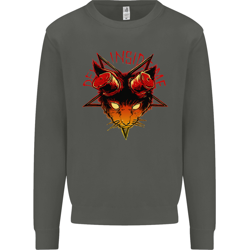 Devil Inside Me Satanic Cat Demon Evil Kids Sweatshirt Jumper Storm Grey