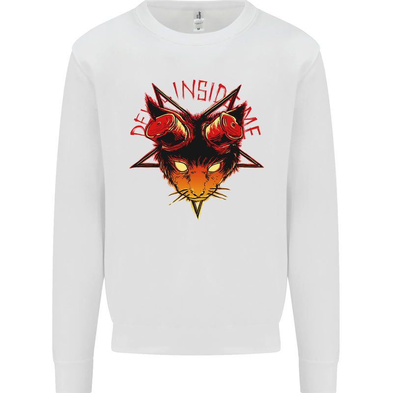 Devil Inside Me Satanic Cat Demon Evil Kids Sweatshirt Jumper White