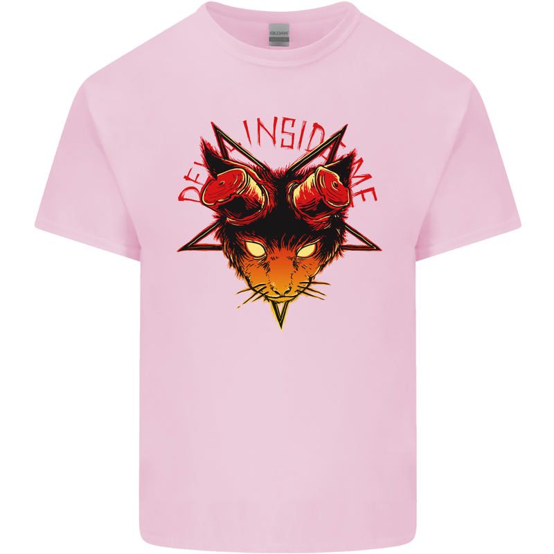 Devil Inside Me Satanic Cat Demon Evil Kids T-Shirt Childrens Light Pink