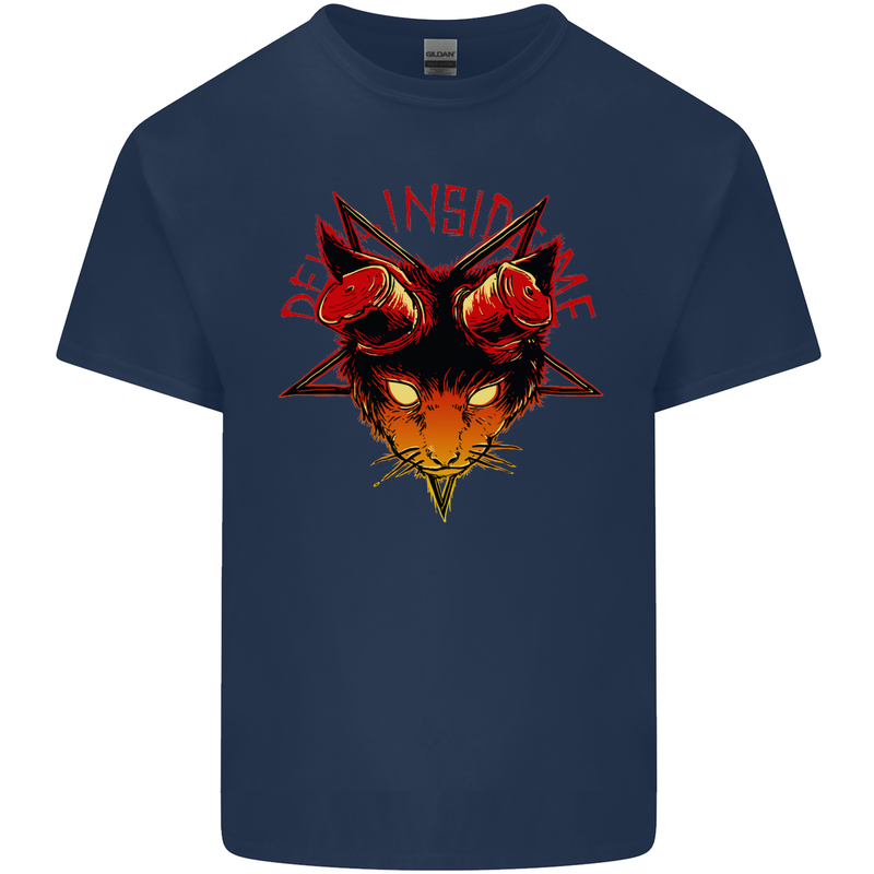 Devil Inside Me Satanic Cat Demon Evil Kids T-Shirt Childrens Navy Blue