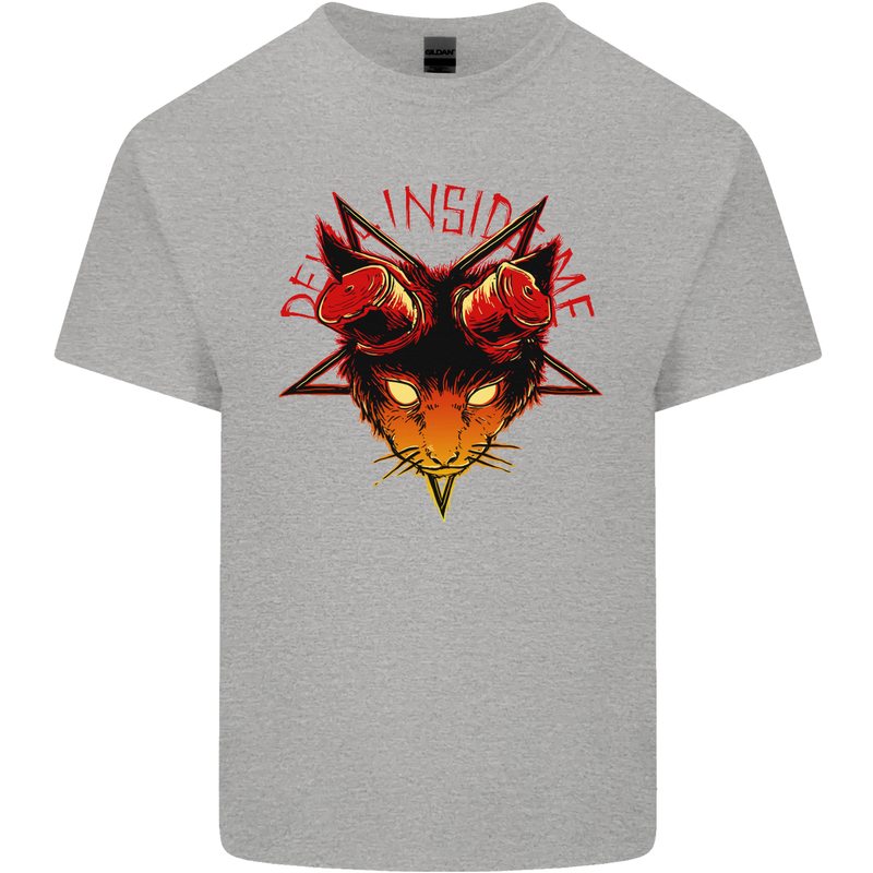 Devil Inside Me Satanic Cat Demon Evil Kids T-Shirt Childrens Sports Grey