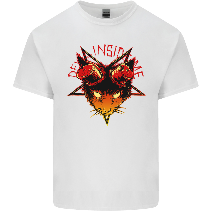 Devil Inside Me Satanic Cat Demon Evil Kids T-Shirt Childrens White