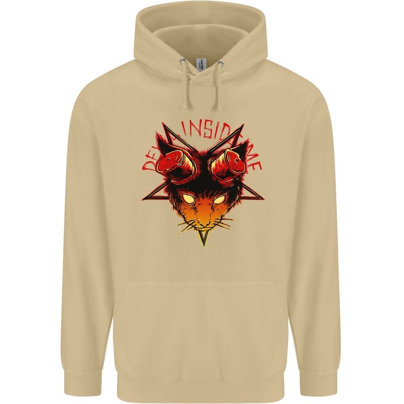 Devil Inside Me Satanic Cat Demon Evil Mens 80% Cotton Hoodie Sand