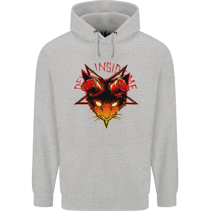 Devil Inside Me Satanic Cat Demon Evil Mens 80% Cotton Hoodie Sports Grey