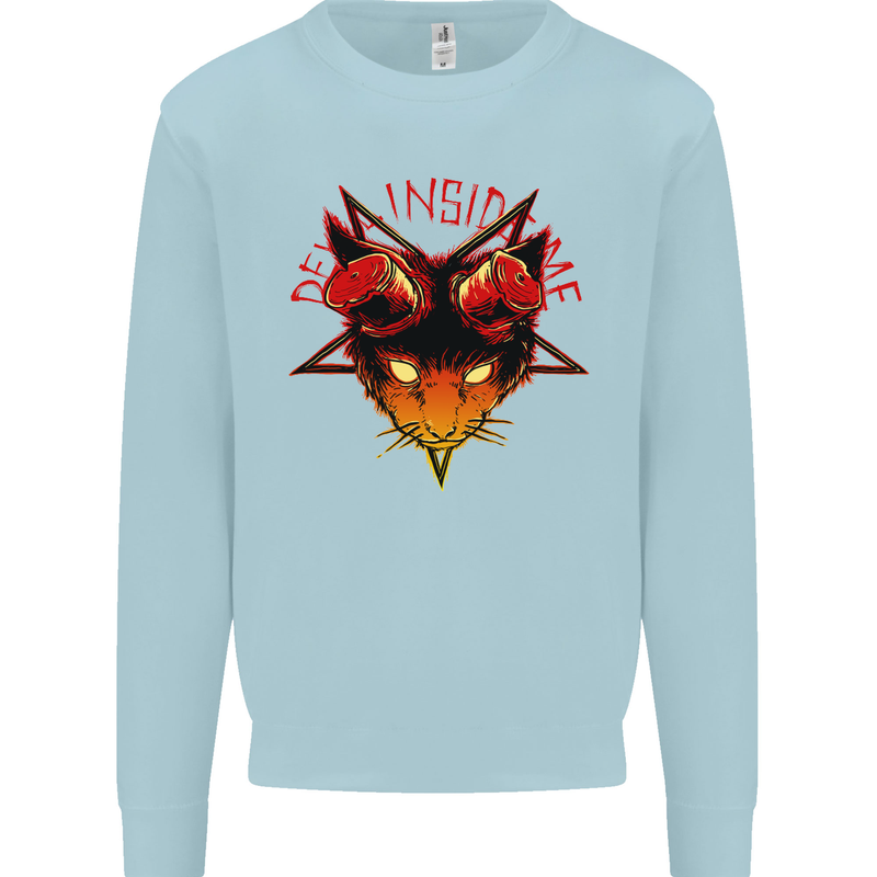 Devil Inside Me Satanic Cat Demon Evil Mens Sweatshirt Jumper Light Blue