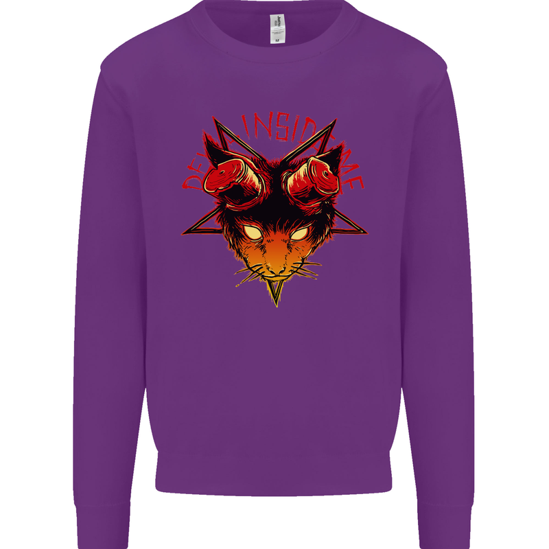 Devil Inside Me Satanic Cat Demon Evil Mens Sweatshirt Jumper Purple