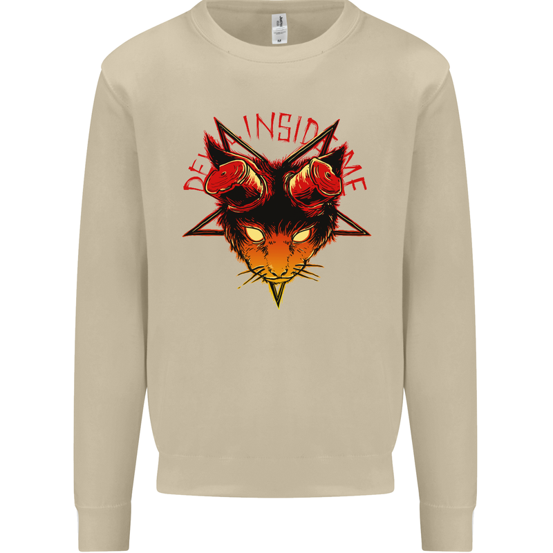 Devil Inside Me Satanic Cat Demon Evil Mens Sweatshirt Jumper Sand
