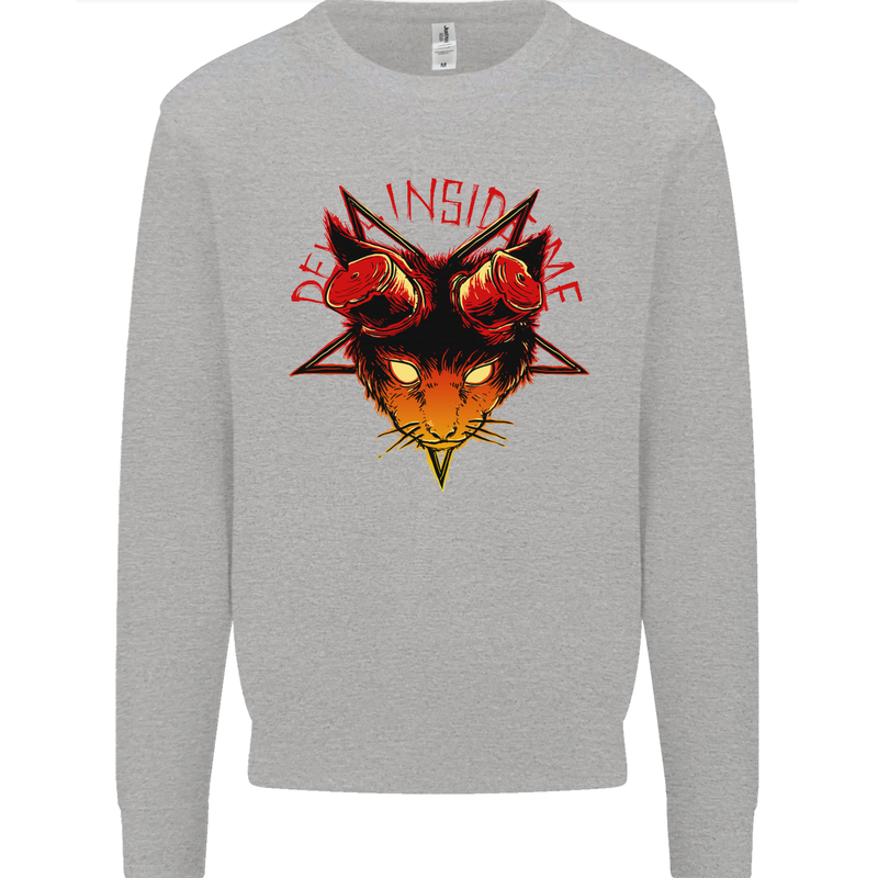 Devil Inside Me Satanic Cat Demon Evil Mens Sweatshirt Jumper Sports Grey