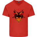 Devil Inside Me Satanic Cat Demon Evil Mens V-Neck Cotton T-Shirt Red