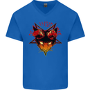 Devil Inside Me Satanic Cat Demon Evil Mens V-Neck Cotton T-Shirt Royal Blue