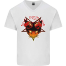 Devil Inside Me Satanic Cat Demon Evil Mens V-Neck Cotton T-Shirt White